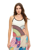 Boho Hippy Patchwork Ribbed Tank Top