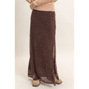 Velvet Lace Maxi Skirt- Chocolate