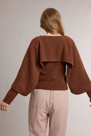 Layered Cape Sweater - Chocolate