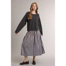 Boat Neck Knit Sweater - Charcoal