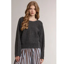 Boat Neck Knit Sweater - Charcoal