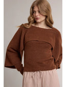 Layered Cape Sweater - Chocolate