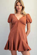 Mineral Washed Button Front Mini Dress