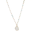 Semi Precious  Stone Pendant with Crystal Bead Chain