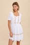 Floral Embroidery Peasant Mini Dress