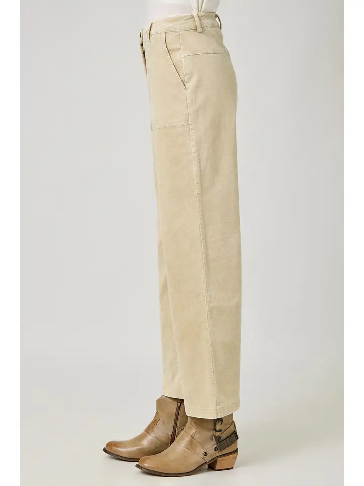 Washed Corduroy Trouser- Almond