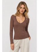 V-Neck Dbl Layered L/S Top