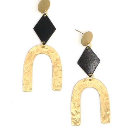 Slate + Gold Arch Earrings