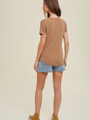 Ribbed Knit Basic T-Shirt