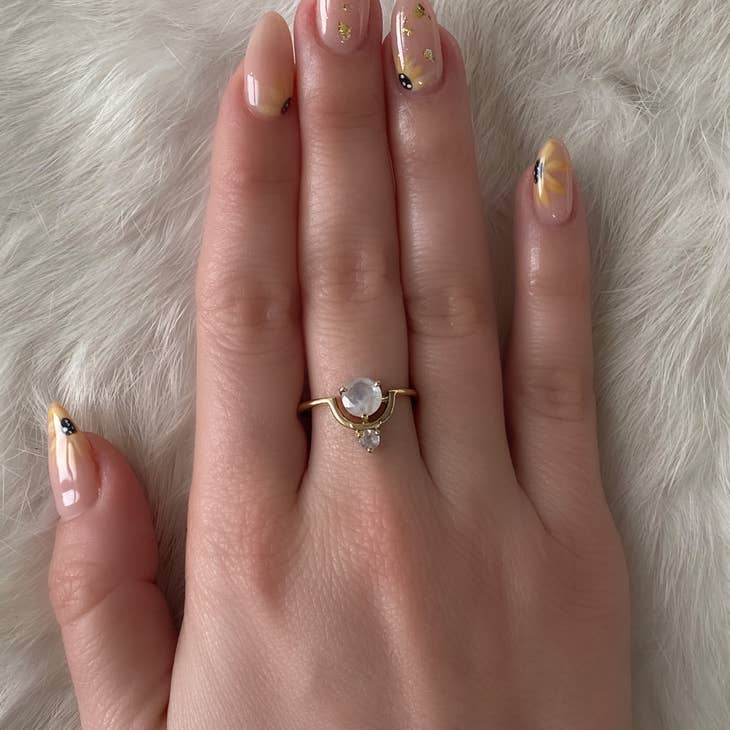Brass Cradled Moonstone Ring