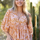 Mylah Midi Dress Block Printed - Mustard