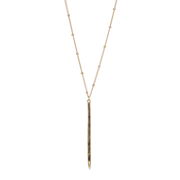 Spike Necklace Long Chain w Beads