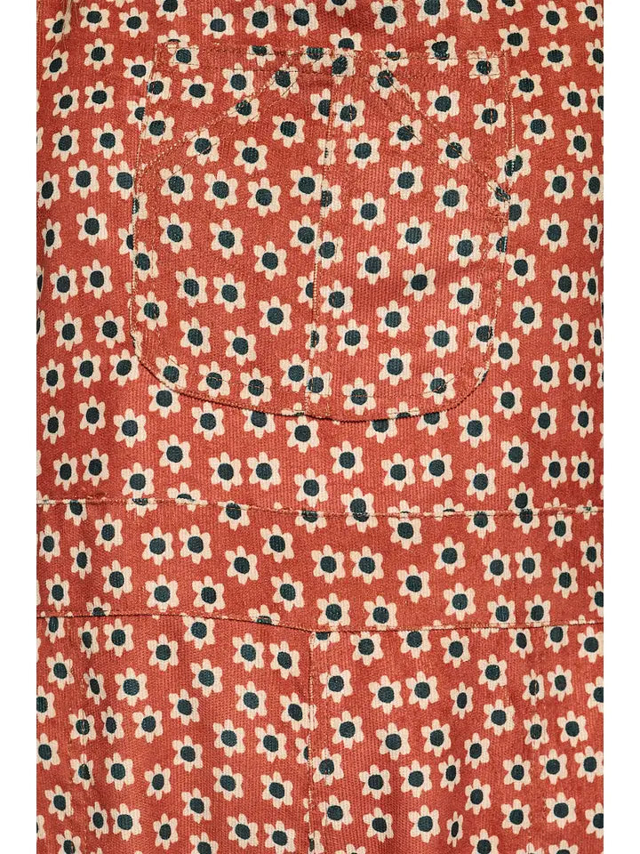 Daisy Floral Print Jumpsuit Burgundy