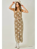 Embroidered Corduroy Vest- Washed Toffee