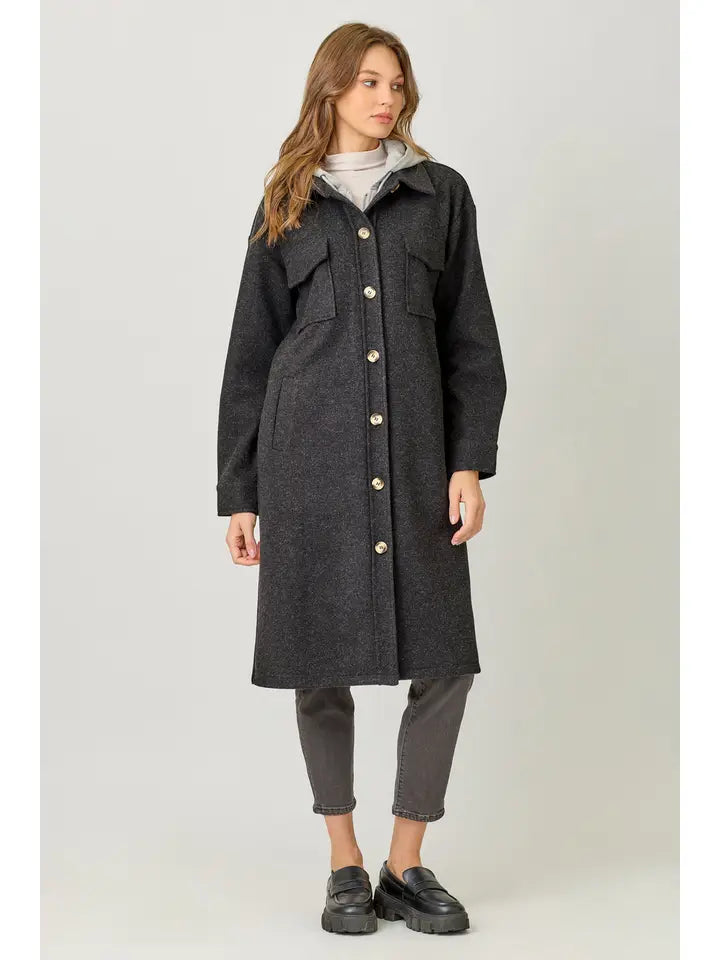Twofer Hoodie Solid Coat