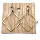 Zig Zag Earrings | Brass Square Charm