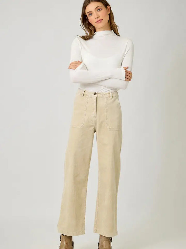 Washed Corduroy Trouser- Almond