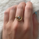 Brass Horn Ring with Faceted Moonstone