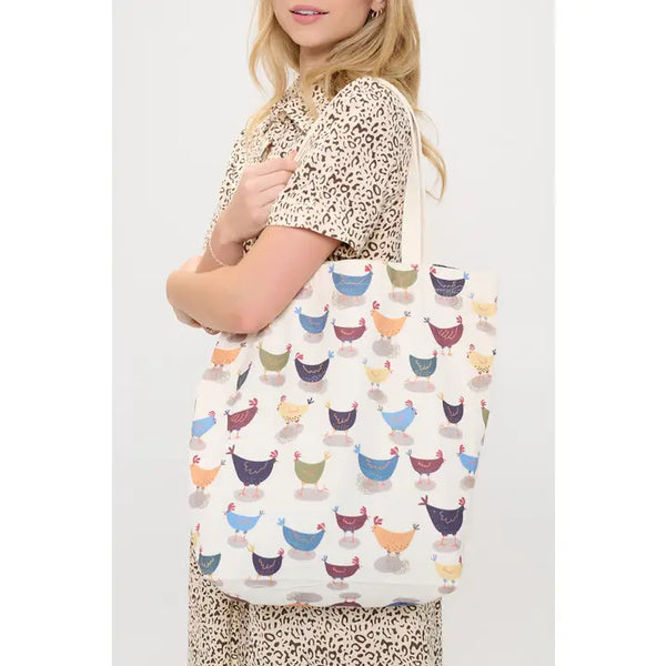 Rooster Print Tote Bag
