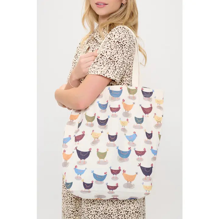 Rooster Print Tote Bag