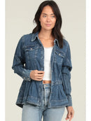 Denim Ruffle Peplum Jacket