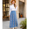 A-Line High Waist Hand Embroidery Denim Western Skirt