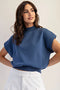Mock Neck Short Sleeve Knit Top