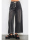 Wide Leg Denim Pants - Charcoal