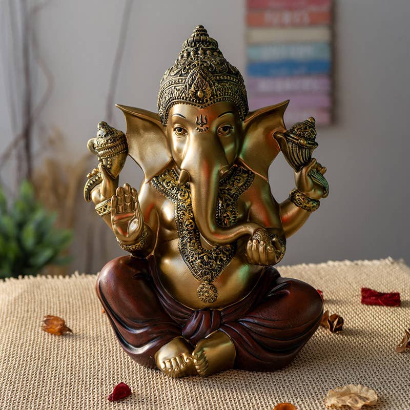 Seated Ganesha Hindu God Statue