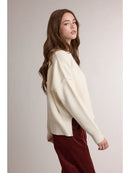 Dog Outline Graphic Sweater- Butter