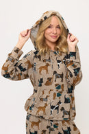 HOLIDAY DOG PRINT TUNIC HOODIE