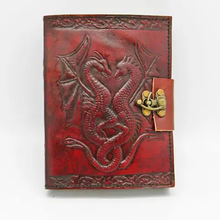 Double Dragon Leather Journal with Lock