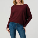 Long Dolman Sleeve Brushed Waffle Knit Top