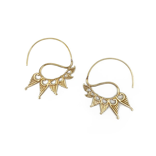 Tanvi Collection Earrings- Gold Graduated Wings Open Hoop