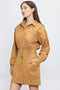 Long Sleeve Stitch Pocket Twill Utility Dress