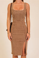 Rodeo Night Out Midi Stretchy Denim Dress
