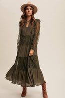 Tiered Lace Maxi Boho Dress