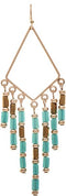 Gold Blue+Brown Tube Fringed Earring