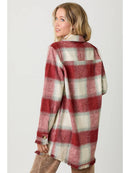 Fringe Detailed Long Plaid Jacket