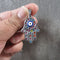 Rainbow Evil Eye Stainless Steel Hamsa Hand Pendant