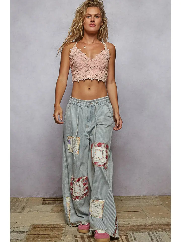 Adjustable Cross Strap Lace Crochet Smock Back Bralette