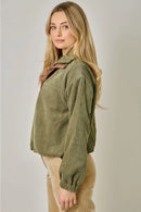 Corduroy Double Collared Pullover Jacket