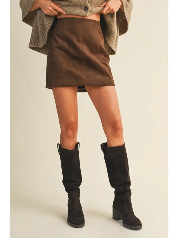Fitted Suede Mini Skirt