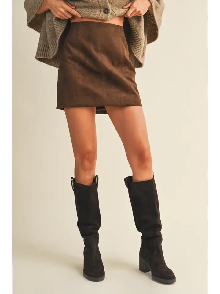 Fitted Suede Mini Skirt