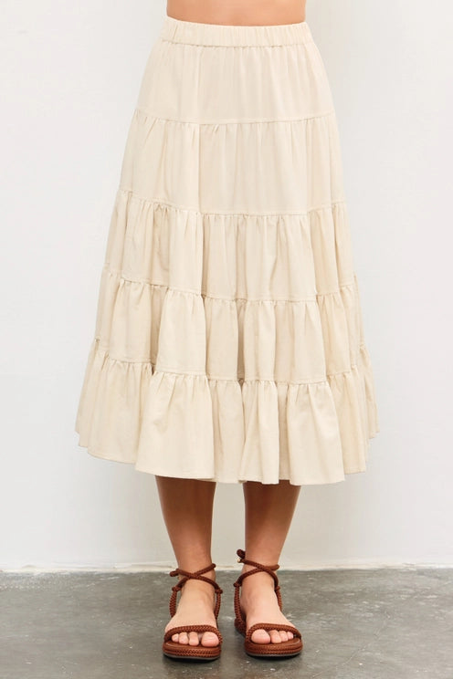 Ivory Tiered Ruffled Skirt