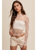 Sheer Lace Long-Sleeve Top