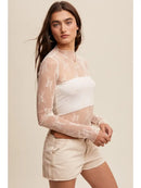 Sheer Lace Long-Sleeve Top