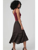 Tie Waist Wavy Ruffle Maxi Skirt