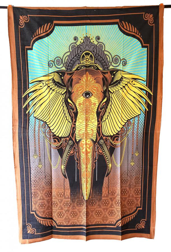 African Elephant Multi Color Tapestry