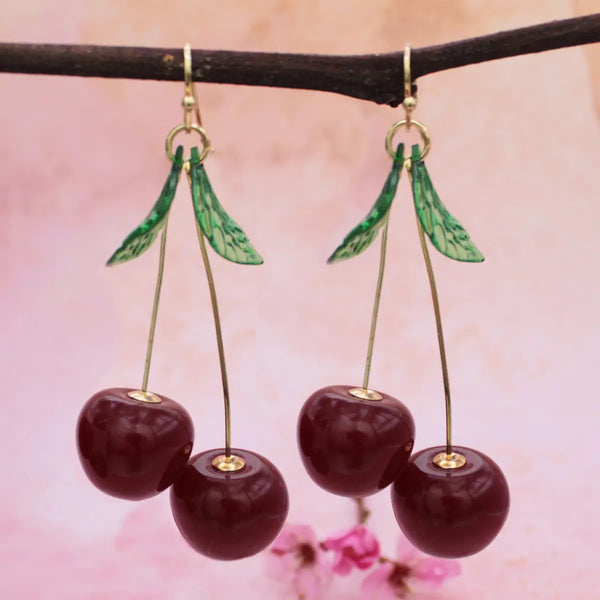 Twin Cherry Realistic Cherries Earrings